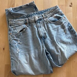 &Denim Light Wash Distressed High-Rise Jeans